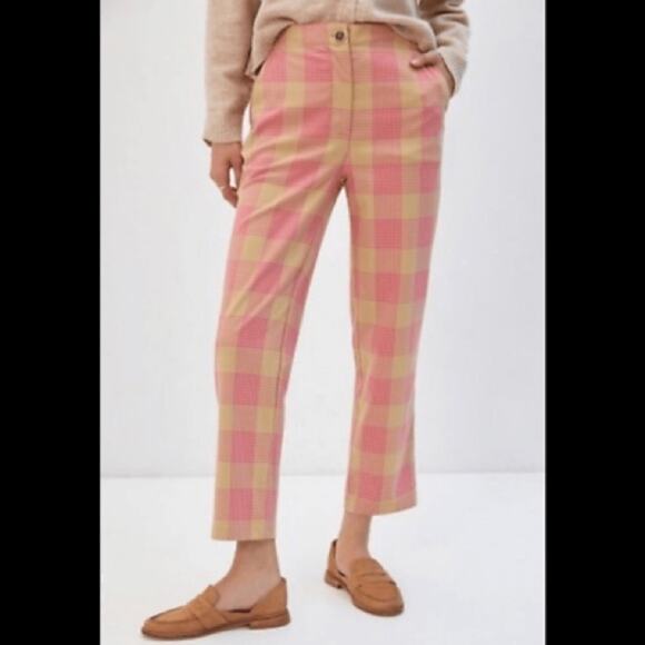 Maeve by Anthropologie Tapered Pink Plaid Pants 8 - Picture 10 of 10